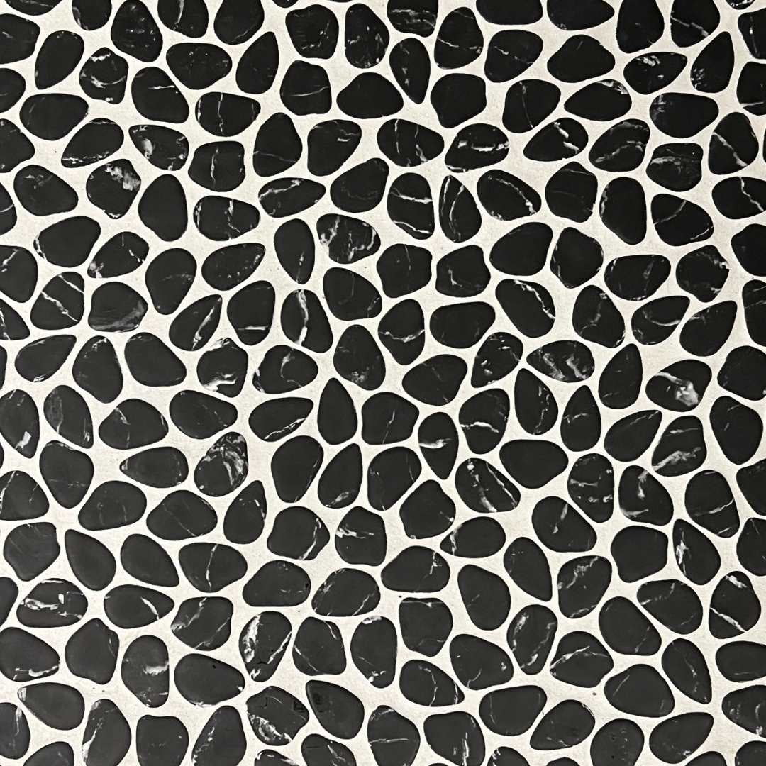 The Tile Life Recycled Cenote Pebble 13" x 13" Charcoal Matte Glass Mosaic Tile 1 Sheet