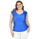 thumbnail image 1 of Blusa satinada con flor Roman Fashion/Tallas Extras, 1901 (Azul rey) azul 42, 1 of 6