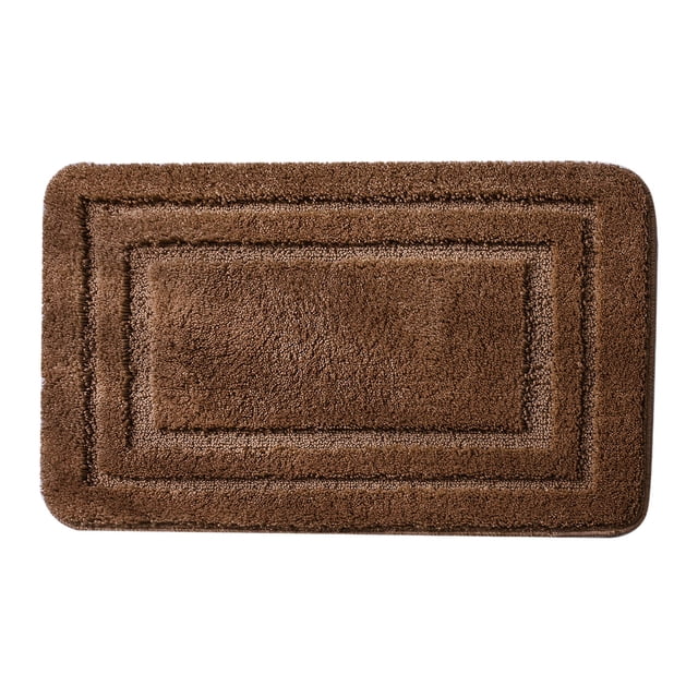 Matoen12 Embossed Polyester Quick Dry Bath Rugs, Non-Slip Entrance Doormat Water Absorbing Floor Mats, Home Decor Door Mat for Bathroom Kitchen Toilet, 16"x24", 1 Pack, Chocolate, Rectangle