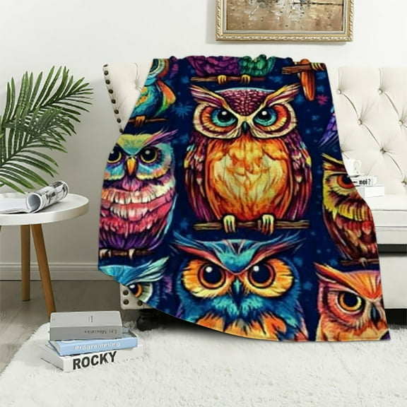 BCIIG Owl Blanket,Owl Gifts for Women,Owl Lover Gifts,Owl Gifts for Owl Lovers,Just a Girl Who Loves Owls Blanket,Owl Decor Blanket,Owls Print Throw Blanket for Couch Sofa Bed 40x50in