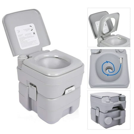Zimtown Portable Camping Toilet, 5.3 Gallon Capacity Leak Proof Compact Porta Potty, up to 50 Flushes, Great for Camping, RV, Boating, Hiking and (Best Pressure Assisted Flush Toilet)