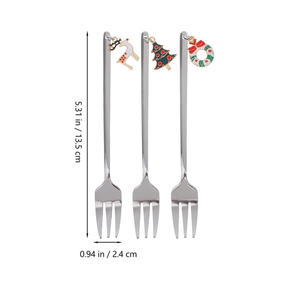 Jiyike 6-Piece Stainless Steel Christmas Flatware Set with Decorative Dessert Forks for Fruit, Appetizers, and Holiday Party Tableware