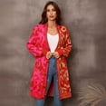 thumbnail image 2 of SWSMCLT Women's V Neck Long Cardigan Sweater Spring Warm Knitwear Long Sleeve Sweater Long Button Soft Fall Fashion Holiday Red Large, 2 of 5
