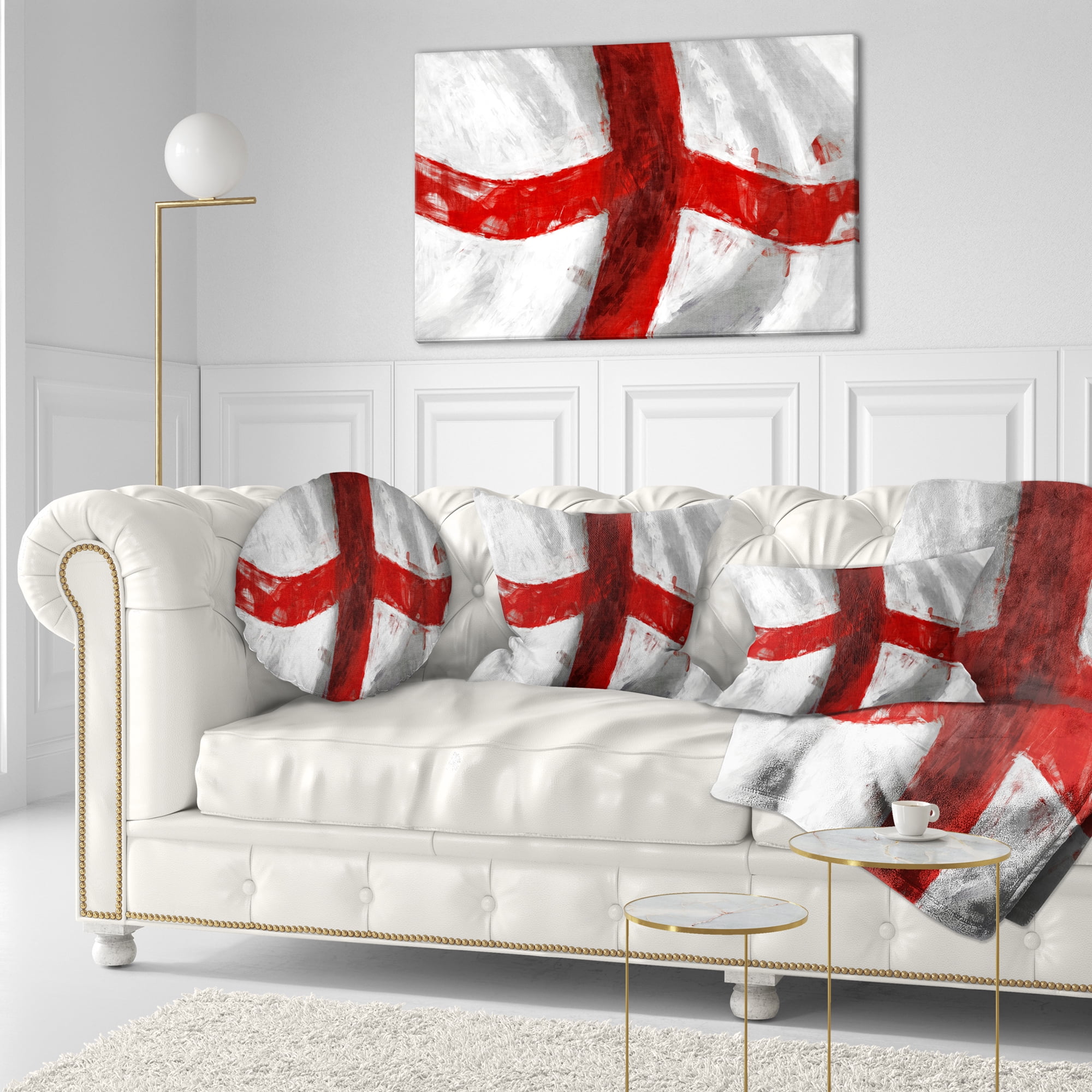 Designart Flag of England - Contemporary Throw Pillow - 12x20