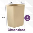 thumbnail image 2 of Superio Kitchen Trash Can 9 Gallon Slim Waste Bin 37 Qt Durable Plastic, Fit Small Spaces, Office, Bathroom, Under Counter (2, Beige), 2 of 5