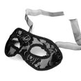 thumbnail image 2 of Black Lace Cat Costume Accessories Set for Women. With a Sexy Masquerade Lace Mask, Lace Cat Ears Headband & Sheer Choker. 3 Pieces, 2 of 5