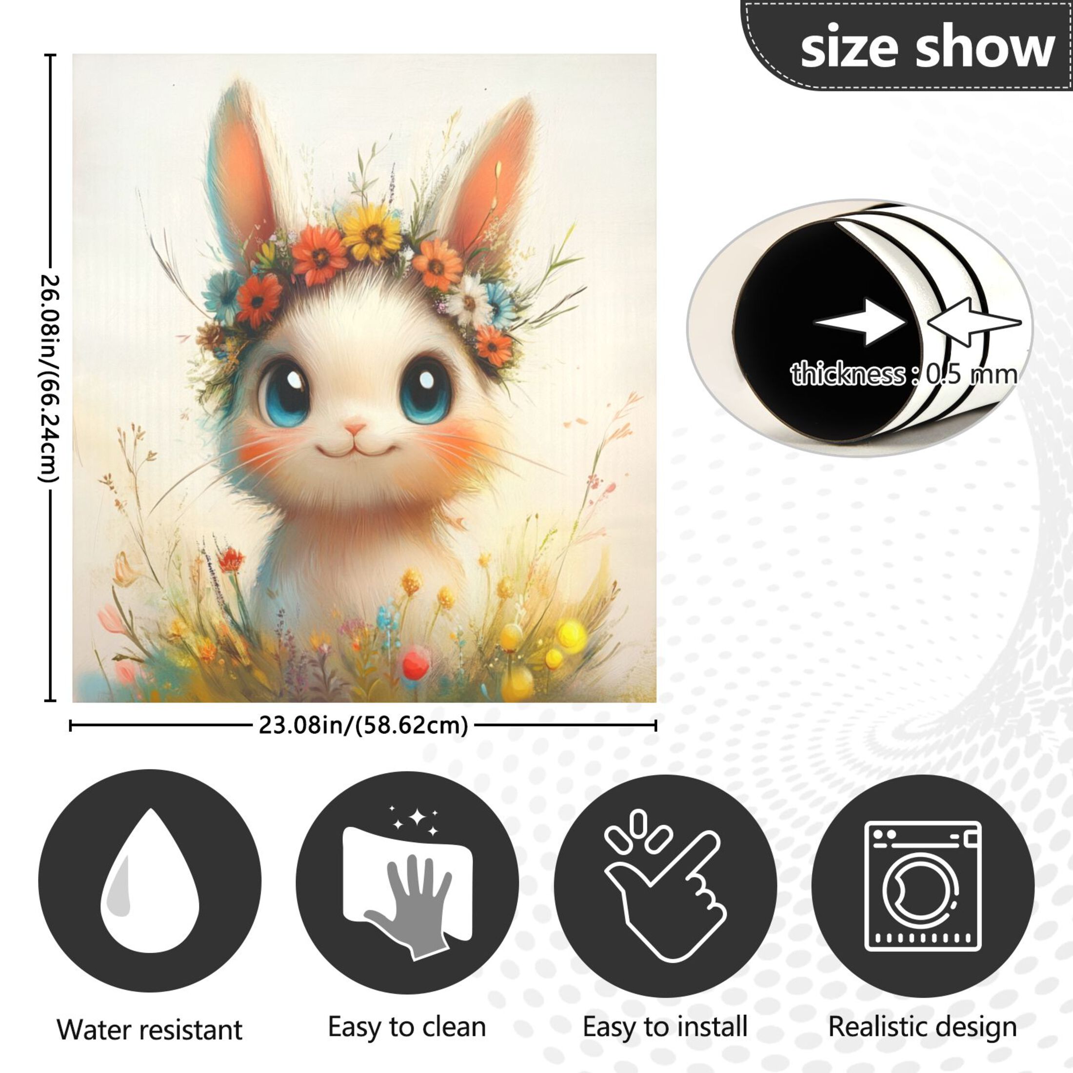 Dishwasher Magnetic Sticker 23x26 Inch Refrigerator Magnetic Sticker Washing Machine Magnetic Sticker Kitchen Panel Magnetic Sticker Home Decor Super Lovely Smiling Bunny