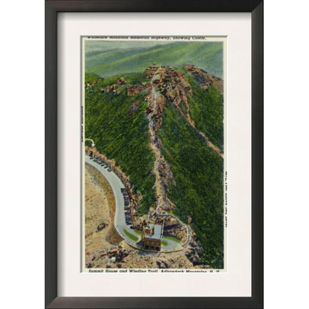 Whiteface Mountain, NY - Aerial View of Winding Trail, Cast... Framed Art Print Wall