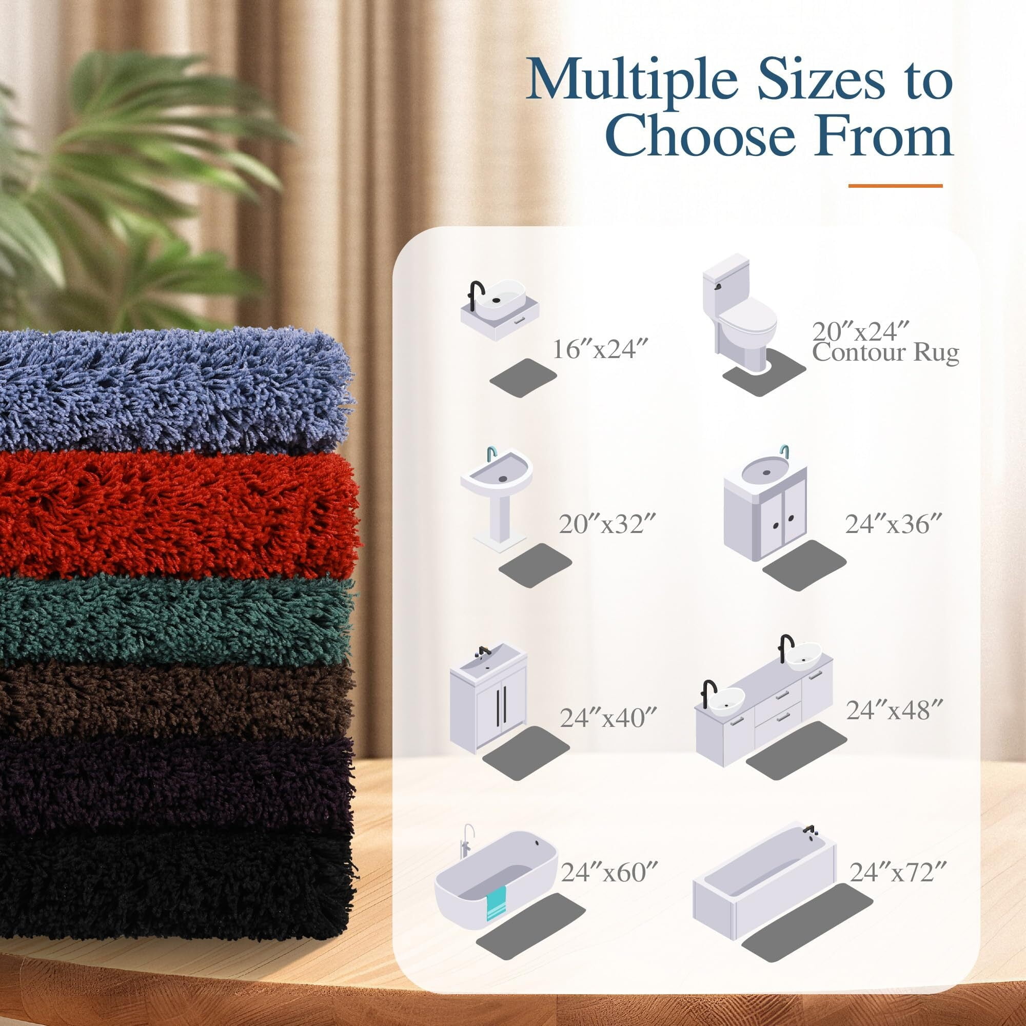 Walensee Bathroom Rug Non Slip Bath Mat (16 x 24, Hunter Green) Water Absorbent Soft Microfiber Shaggy Mat Machine Washable Bath Rug Thick Plush Rugs for Shower