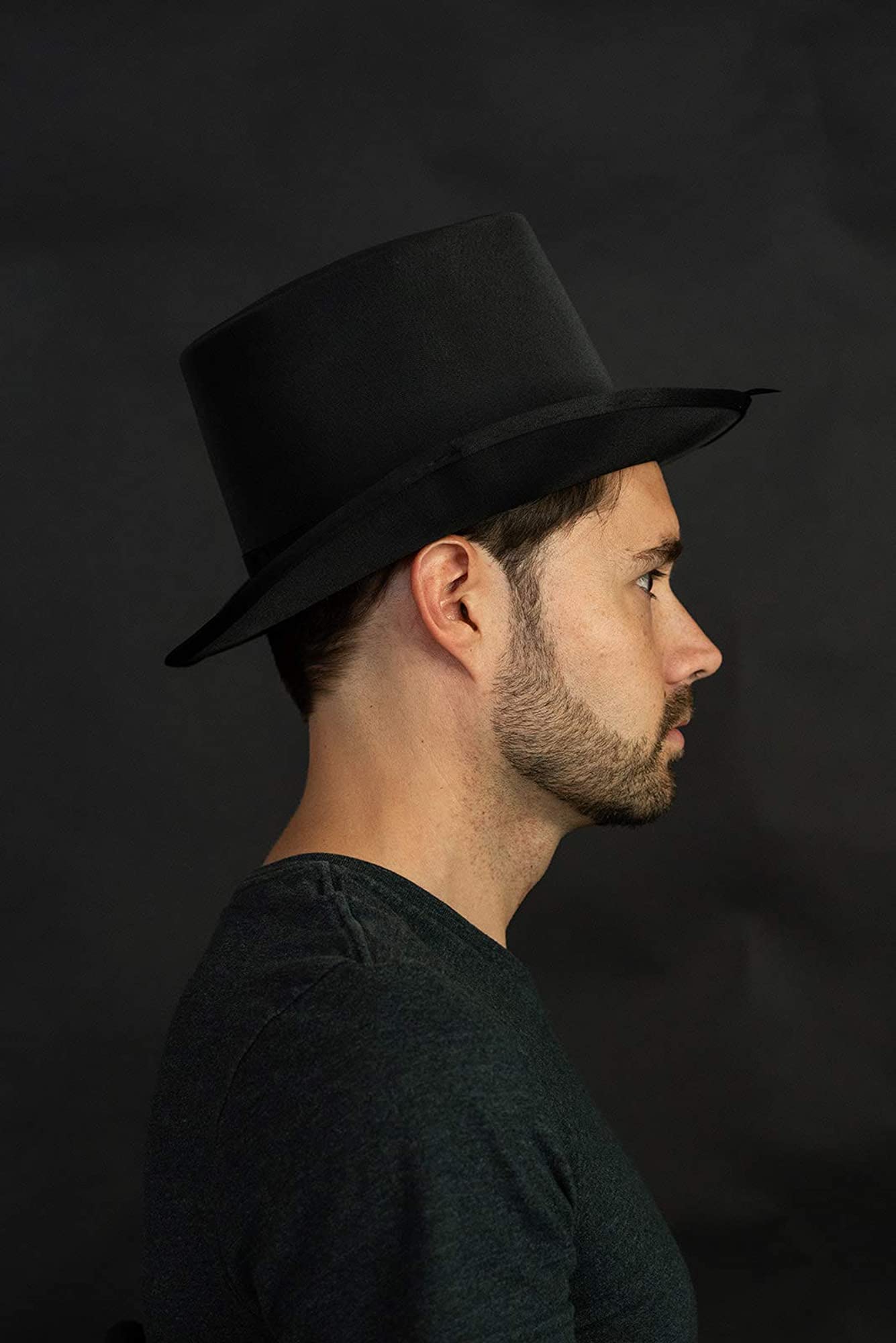 Tall Formal Satin Top Hat, Black, One 