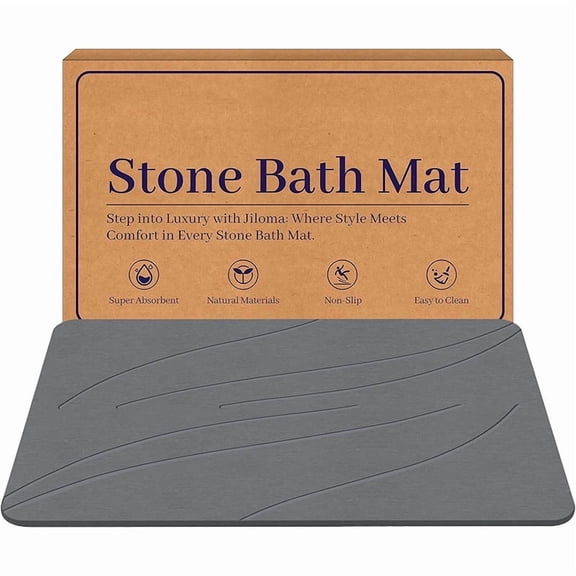 32"x20" Stone Bath Mat, Diatomaceous Earth Shower Mat, Non-Slip Super Absorbent Quick Drying Bathroom Floor Mat, Natural, Easy to Clean