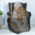 thumbnail image 4 of Wanderlust Soft Flannel Fleece Throw Blanket, World Map on Old Brick Wall Countries Continents Aged Vintage Rough, Cozy Plush for Indoor and Outdoor Use, 50" x 70", Pale Grey Pale Brown, by Ambesonne, 4 of 5