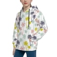 thumbnail image 2 of Uemuo Hawaiian Coconut Tree Pattern Hooded Sweatshirt for Youth Pullover with Kangaroo Pocket Trendy youth sweatshirt Casual Hoodie for Boys and Girls-Small, 2 of 6