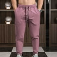 thumbnail image 4 of Mens Pants Casual Fashion Elastic Waist Solid With Pockets Outdoor Pants Trouser Regular Straight Pant Red XL, 4 of 4