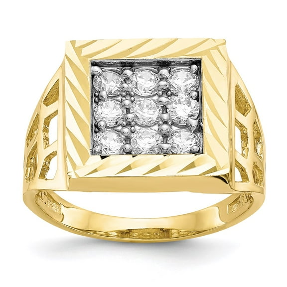 Men's 10k Yellow Gold Cubic Zirconia Ring Fine Jewelry For Men Gifts For Him, Size 10