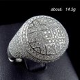 thumbnail image 2 of Anillos redondos de hip hop para hombre, color plata, con circonita cúbica helada, anillo de joyería, 7, plata, 2 of 5