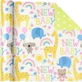 thumbnail image 4 of Reversible Baby Shower Wrapping Paper - Mini Roll 17 Inch x 33 Feet Animals & New Design for Neutral Shower, Boys Girls Kids Birthday, 4 of 4