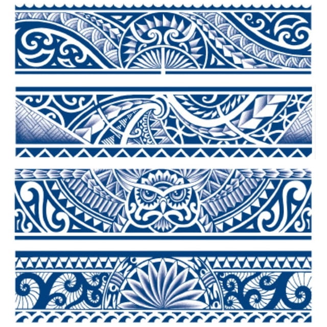 Conjunto Pegatinas Tatuaje Arte Corporal Tótem Brazalete Impermeable 4 Uds.