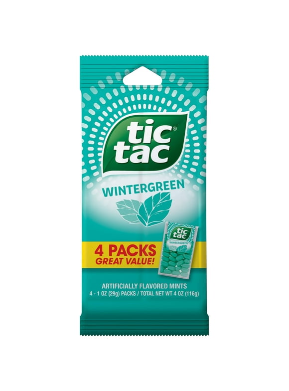Tic Tac Fresh Breath Mints, Wintergreen, 1 oz Pack, 4 Count