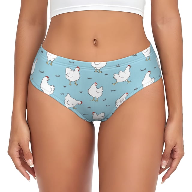Balery Funny Chicken Ropa Interior de Algodón para Mujer con Dibujo – Braguitas Cómodas y Elásticas, Estilo Clásico-Large
