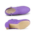 thumbnail image 3 of BLISSFUL STEP Women's Side Zip Low Platform Block Heel Ankle Booties Purple 7.5, 3 of 5