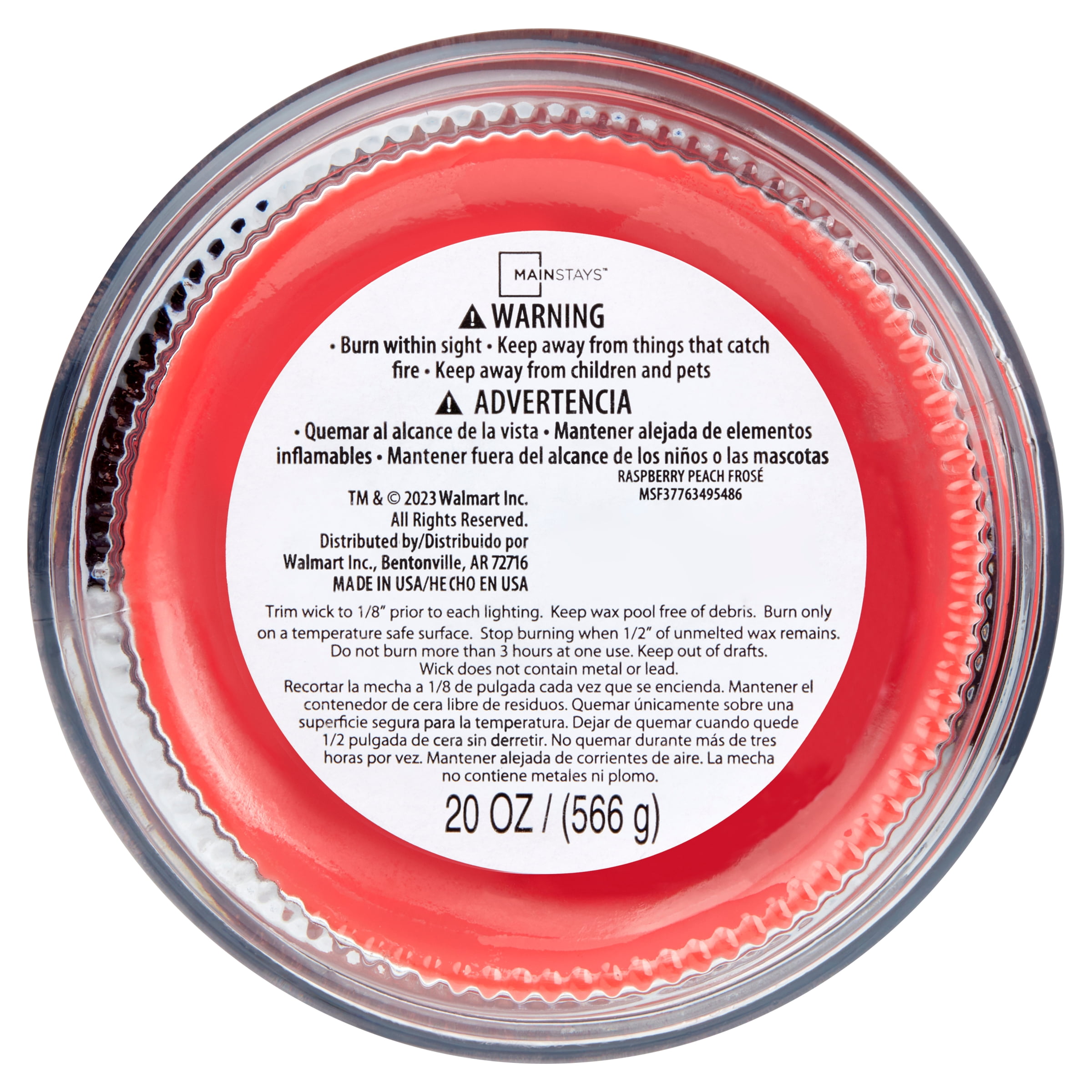 Mainstays Single-Wick Scented Glass Jar Candle, Raspberry Peach Fros, 20oz.