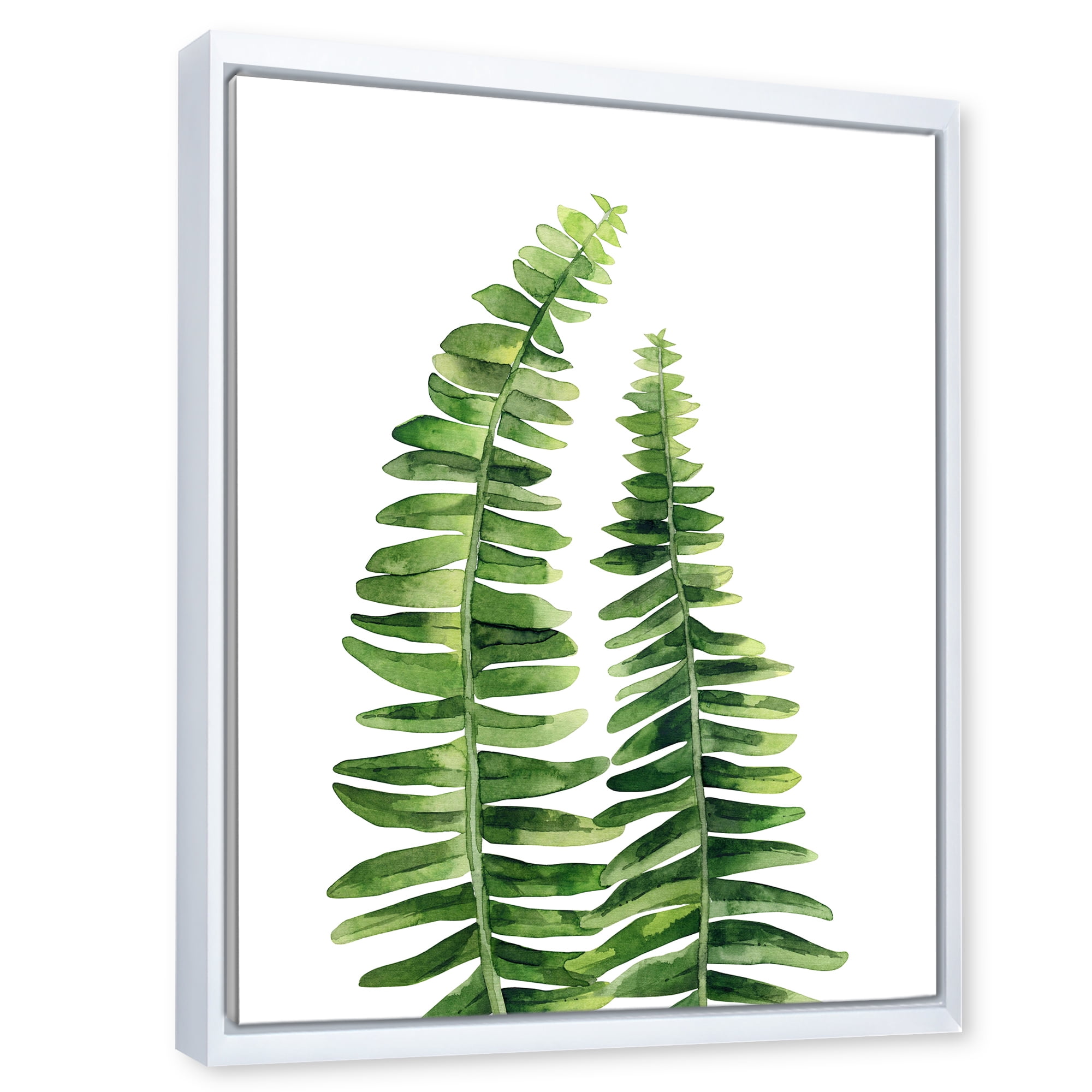Designart 'Fern Plant Leaves Detail IV' Farmhouse Framed Canvas Wall Art Print