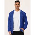thumbnail image 3 of Sudadera con capucha para hombre, con cremallera completa, manga larga, ligera, sólida, deportiva, con capucha Azul real L Unique Bargains Sudadera, 3 of 6