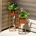 thumbnail image 5 of Sunnydaze Modern Simplicity Assorted Square Brown Metal Outdoor Planter 2-Count, 5 of 12