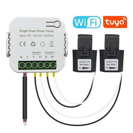 

Docooler Wifi Single-phase Energy Meter 80A with CT Clamp Cellphone App Kwh Power Consumption Monitor Electricity Statistics 90- 250VAC 5060Hz