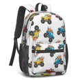 thumbnail image 2 of Monster Cartoon Truck White Pattern 17" Waterproof Oxford School Backpacks for Teens, S-Shape Padded Straps, for School, Travel, Hiking, Camping, 2 of 5