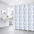 thumbnail image 2 of Light Blue Geometric Shower Curtain, Waterproof Design and Polyester, Quick-Drying, Weighted Hem, Blue Fabric Shower Curtains Set for Bathroom W 72 x H 72, Durable and Washable with 12 Hooks, 2 of 6