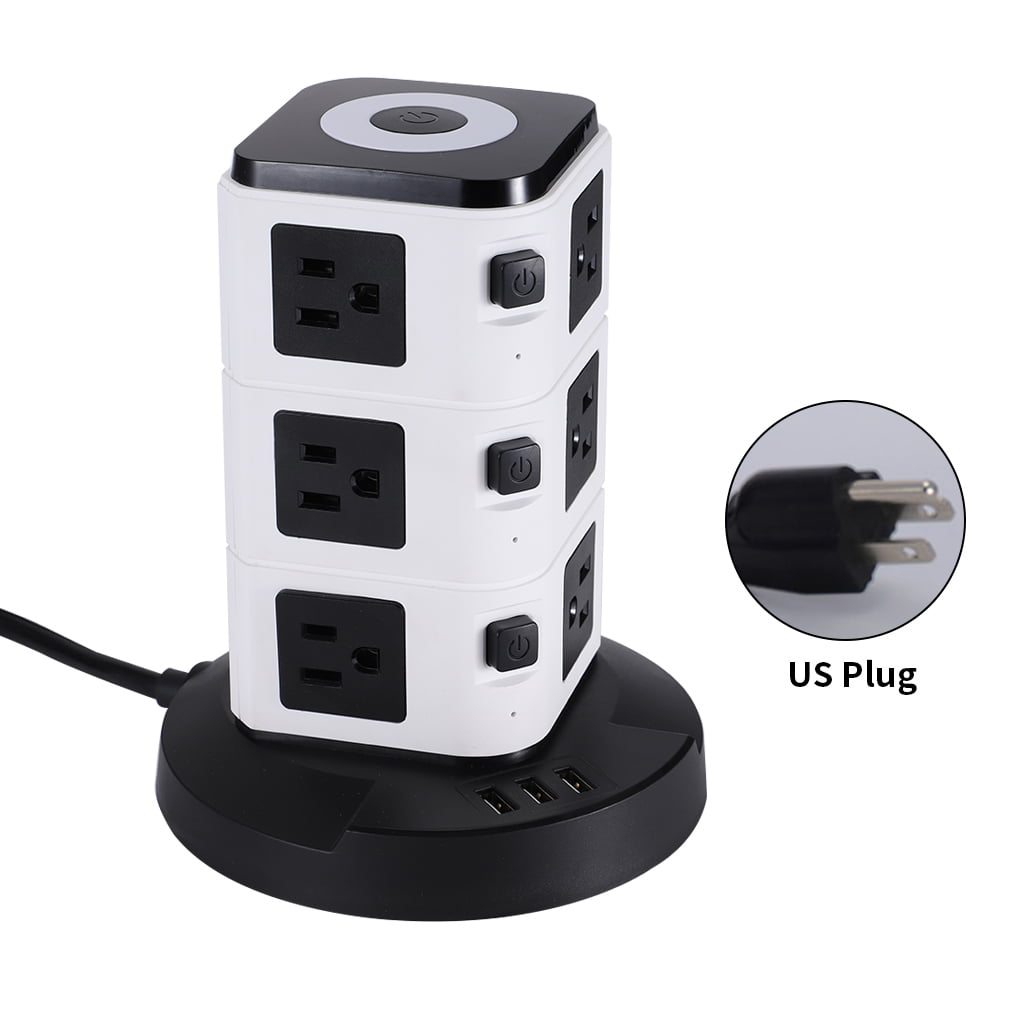 Power Strip Tower Surge Protector Multi outlet 3 USB Ports Charging Station 6 FT 