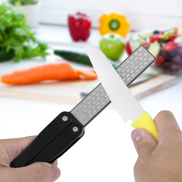 Mgaxyff DoubleSided Sharpener Stone,Outdoor Camping Folding DoubleSided 400/600 Sharpener