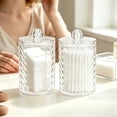 thumbnail image 5 of 4 Pack Acrylic Qtip Holder Dispenser, Bathroom Jars with Lids Set, Cotton Swab Storage Box,Vanity Organizer Canisters, Cotton Pad & Ball Holder, Restroom Bathroom Organizer, Makeup Storage Canisters, 5 of 6