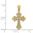 thumbnail image 4 of 14k Yellow Gold with Rhodium Solid White Rhodium Diamond Cut Cross Charm Pendant, 4 of 7