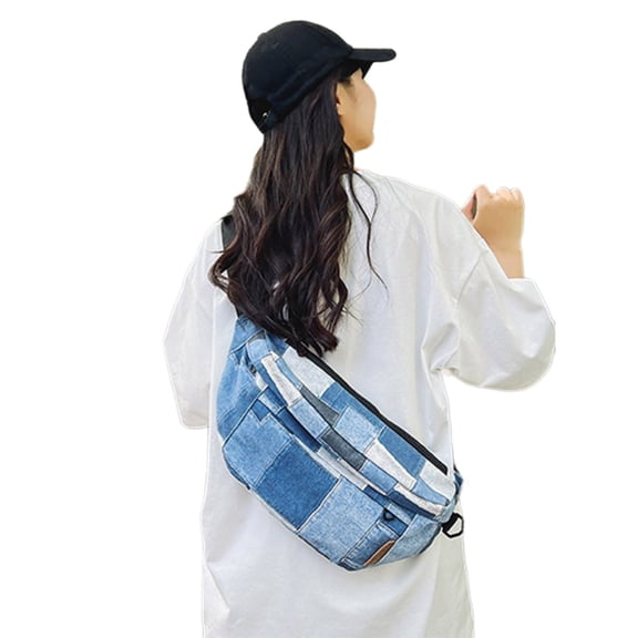 Denims Belt Bag for Women Girls Multifunctional Chest Bag Banana Waist Pack Waist Bag Phone Bag Crossbody Bag