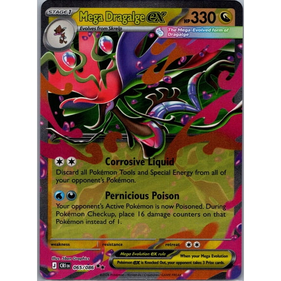 2026 Chaos Rising Mega Dragalge EX Holo Double Rare RR 065/086 English Pokemon Trading Card