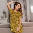 thumbnail image 3 of Rateoe Gold Glitter Print Women’s Nightdress – Cozy Cotton Short-sleeved Sleep Shirt, Loose-Fit Sleepwear, Perfect for Relaxing and Sleeping, 3 of 6