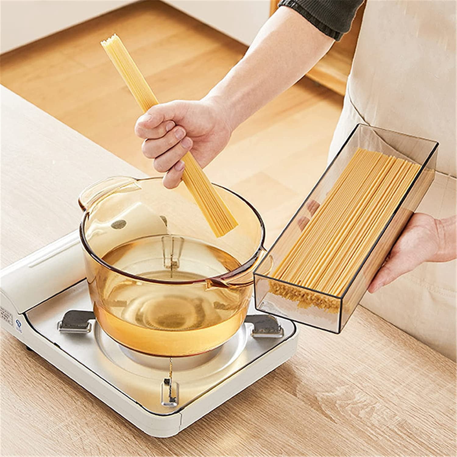 Hanobe Pasta Storage Containers for Pantry， Airtight Spaghetti Noodle Holder Cereal Storage for Fridge Kitchen Set of 6,37oz