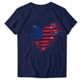 thumbnail image 2 of Odbmxy 4th of July Womens T Shirts Plus Size Blue Short Sleeve Womens Top Vacation Leisure Pullover Summer Heart Print Tops, 2 of 4