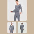 thumbnail image 4 of Minnieouse Conjunto de ropa interior térmica para hombre, terciopelo, Otoño Invierno, oficina, escuela, sueño al aire libre, capa básica, ropa Ropa interior Gris oscuro, 4 of 6