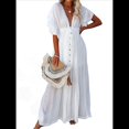thumbnail image 2 of Vestido Informal de Verano para Mujer, Maxivestido con Volantes y Botones, Estilo Bohemio, Túnica Larga. Talla Única, 2 of 9