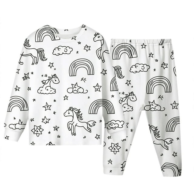 WEAIXIMIUNG Kid DIY Hand Painted Homewear Set Colouring Pajama Sets For Boy And Girl Can Play With And Wea 4-5 Years