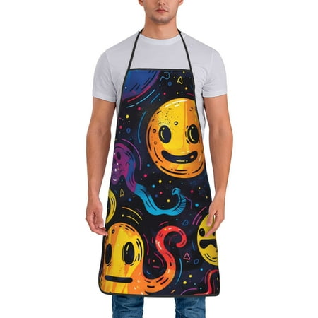 

Lukts Playful Ghosts Night Sky Print Unisex Tie-Up Aprons Bibs for Chef Kitchen Grill Beverage Shop