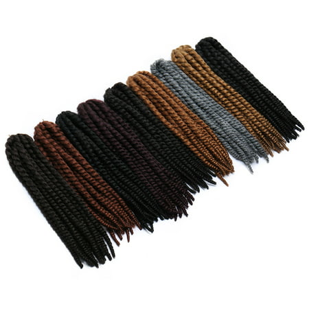 S-noilite Twist Crochet Hair 18 inch For Women Small Havana Mambo Twist Crochet Hair Braiding 12 strands/pack Synthetic Hair Extensions Dark