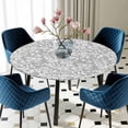 thumbnail image 5 of Elastic Fitted Round Tablecloth, Grey Spring Floral Waterproof Stretch Table Cover for 36"-44" Tables, Farmhouse Flowers Elegant Pastoral Washable Outdoor Tablecloths for Patio, Picnic, Camping, 5 of 9