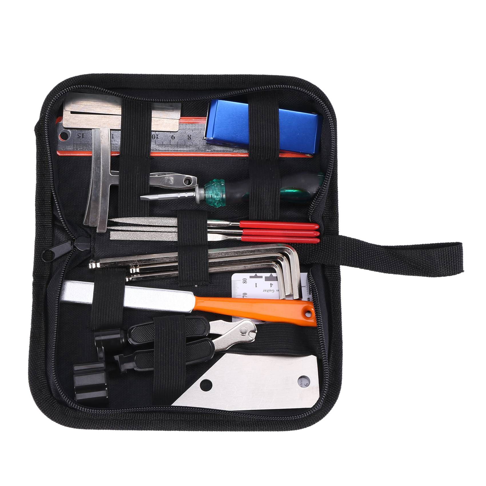 2X Guitar Tool Kit Repairing Maintenance Tools String Organizer String Action Ruler Gauge Measuring Tool Hex Wrench Set
