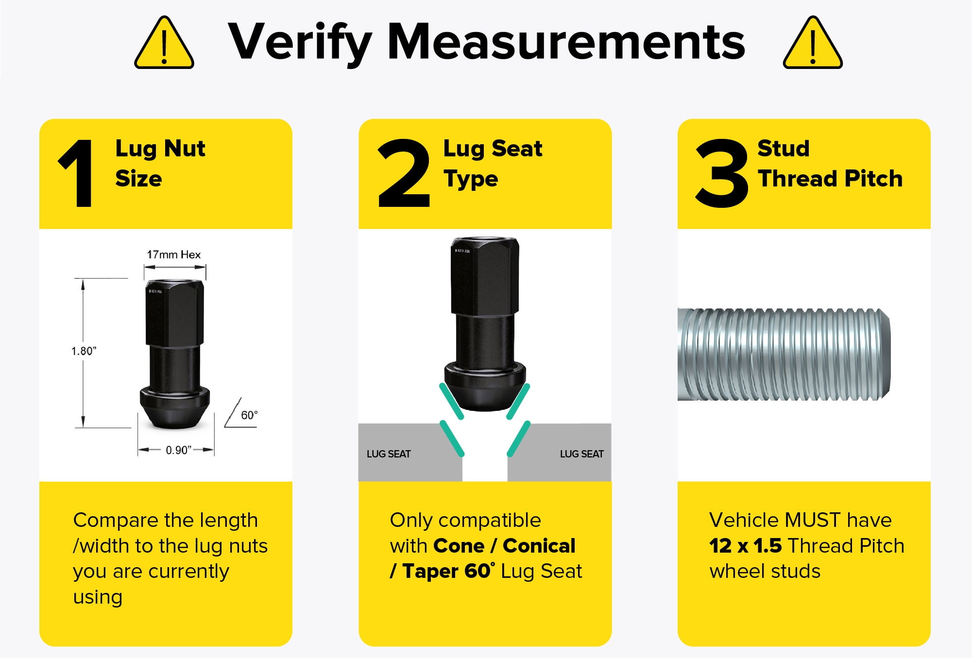 20pcs Extended Tuner Race Black Lug Nuts - 12x1.5 Thread Size - Open End - Cone Conical Taper Acorn Seat (60 degree) - 1.8 inch Length - Compatible with Honda Mazda Hyundai Toyota and More