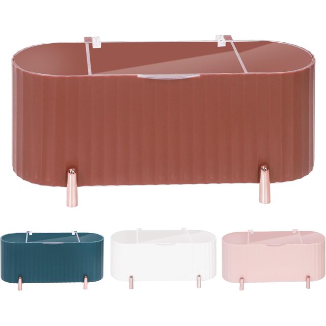Glarks 1 Pack Porte-Coton-Tige Mauve Pâle, Distributeur de Coton-Tiges Séparé à 3 Compartiments avec Couvercle Transparent, Boîte de Rangement pour Coton-Tiges Ronds (Mauve Pâle)